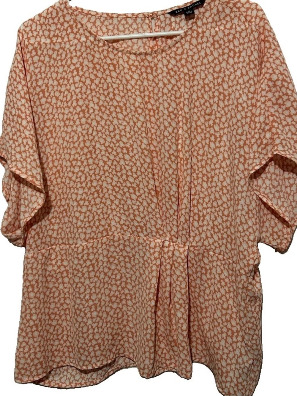 Zac & Rachel Top XL Silky Peachy Floral Print Shirt Blouse Women’s Extra Large
